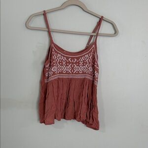 Embroidered Rust Pink Spaghetti-Strap Camisole